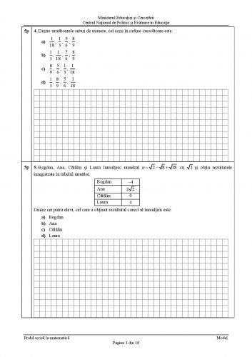 Modele NOI De Subiecte Evaluare Nationala, Clasa 8, 2021 - Matematica